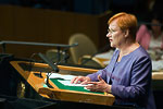 President Halonen höll Finlands anförande på FN:s generalförsamlings öppningssession. Foto: Mika Horelli 