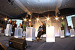 Republikens president Tarja Halonen, statsminister Matti Vanhanen och ordförande för BSAG:s styrelse Ilkka Herlin på mötets presskonferens. Copyright © Republikens presidents kansli